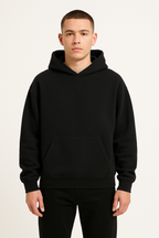 Hoodie Semi-oversize Negra Gramaje 300