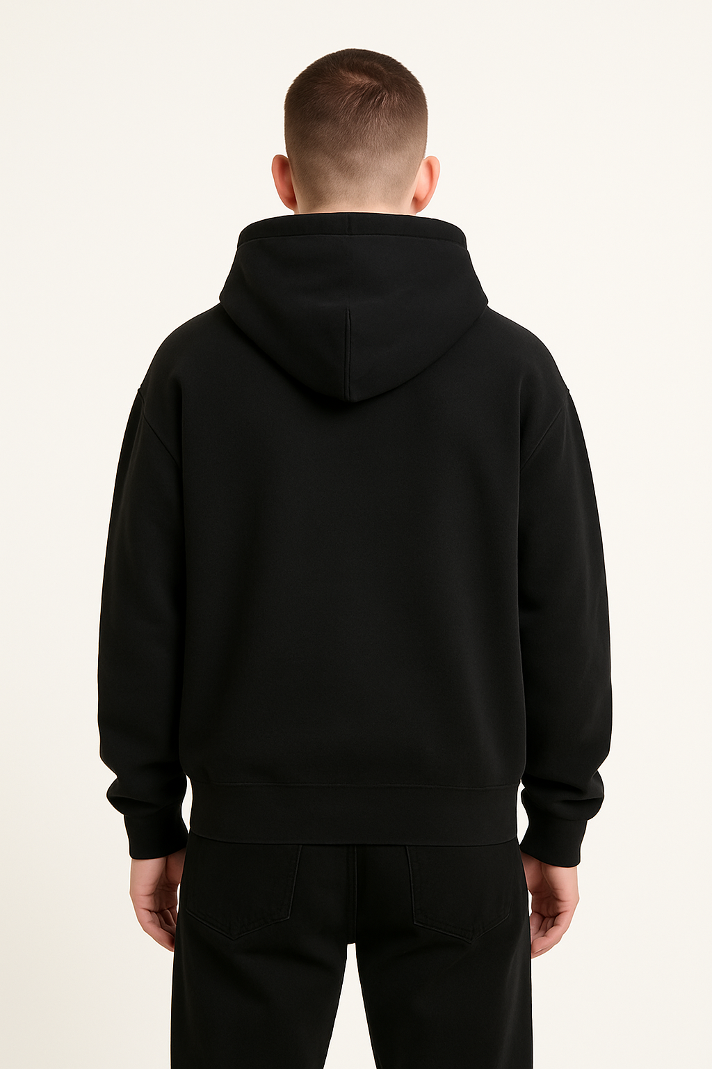 Hoodie Semi-oversize Negra Gramaje 300