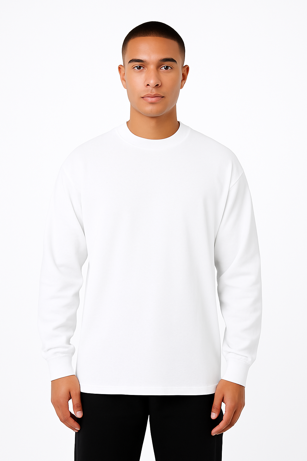 Playera Blanca Manga Larga Oversize Gramaje 220