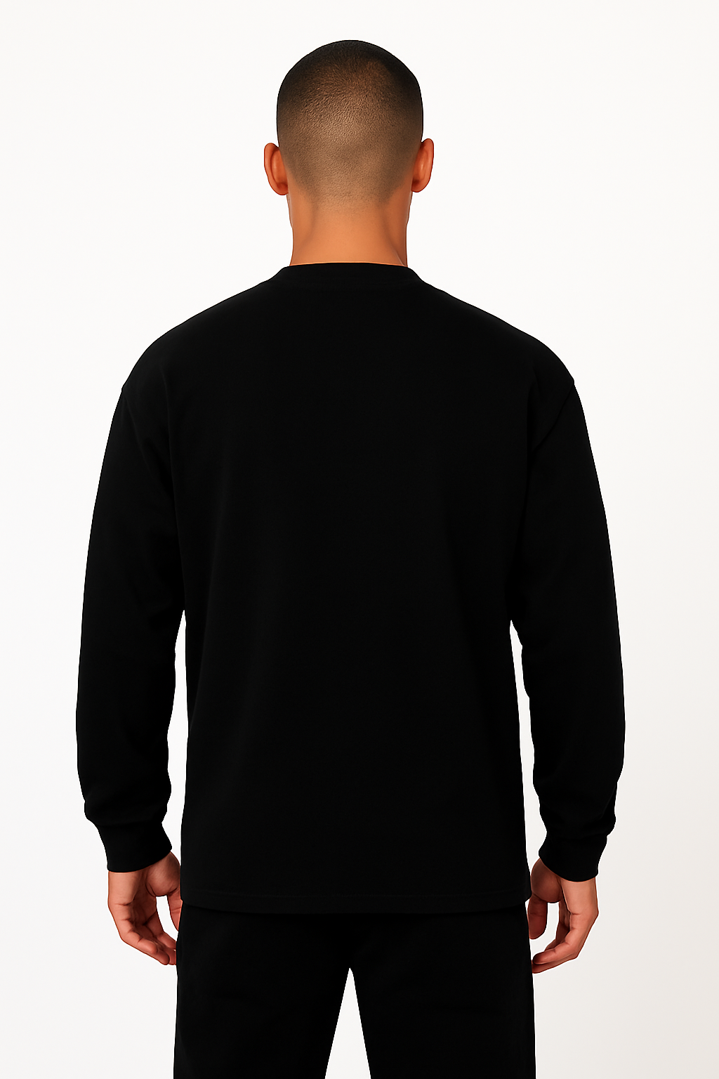 Playera Negra Manga Larga Oversize Gramaje 220