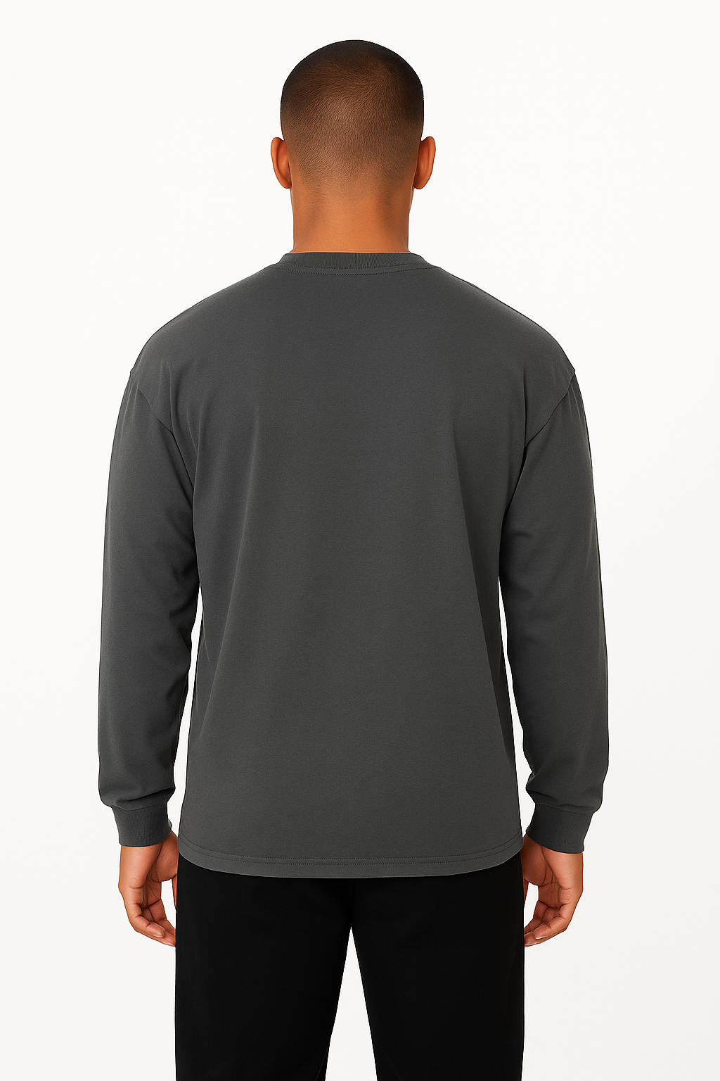 Playera Gris Grafito Manga Larga Oversize Gramaje 220