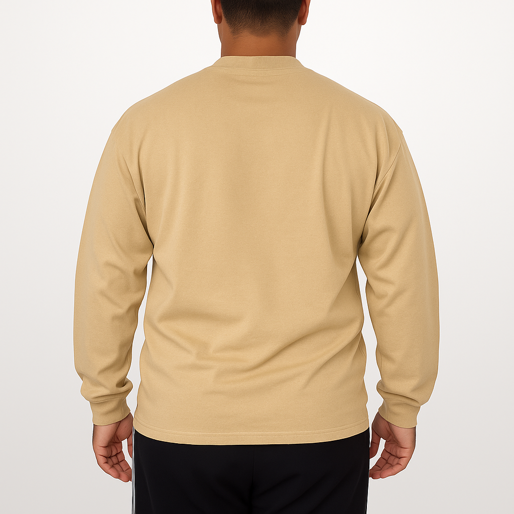 Playera Beige Manga Larga Oversize Gramaje 220